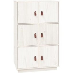 Buffet haut Blanc 67x40x108,5 cm Bois massif de pin