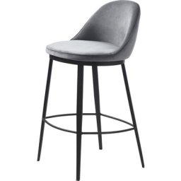 Gain Tabouret de comptoir, gris velours, noir. - Grise