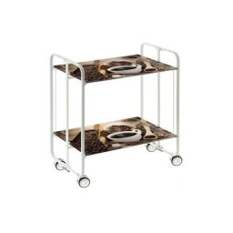 Don Hierro - Table roulante pliante bauhaus châssis blanc, 2 plateaux - 41