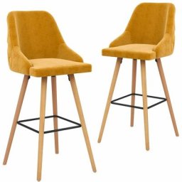 Tabourets de bar 2 pcs Jaune Velours Vidaxl Jaune