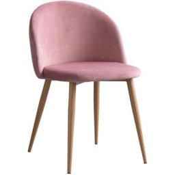 Lot 2 Chaises en Velours Kana Sklum Peonia Bois Naturel - Bois Naturel Peonia