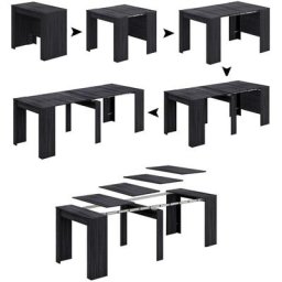 Table console Compton, Table à manger extensible, Table avec rallonges polyvalentes extensibles