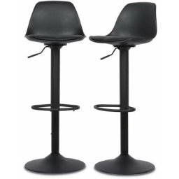 Lot de 2 tabourets de bar réglables 61,5/83,5cm - Noah - simili cuir noir - hauteur réglable,