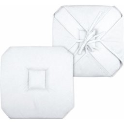 Galette de chaise italienne et unie Blanc 40 x 40 cm - Blanc