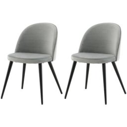 Venture Home - Chaises à manger lot de 2 Velvet velours noir/gris Gris
