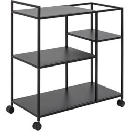Newcastle Table basse chariot à roulettes avec 3 tablettes de rangement, noir. - Noir