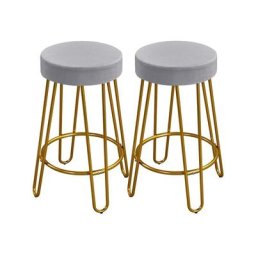 Yaheetech Lot de 2 Tabourets à Bar Bistrot en Tissu Velours Chaise 76 cm de Haut avec Repose-Pieds