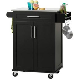 Sobuy - FKW110-SCH Desserte Roulante Chariot de Cuisine Meuble de Rangement à roulettes Chariot de