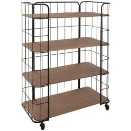 Etagère à 4 étages Jordi - 70 x 31 x 97,5 cm - Acier et bois - Noir - Livraison gratuite - Noir