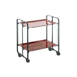 Don Hierro - Table roulante pliante bauhaus, 2 plateaux, châssis noir - Loupe d'Orme