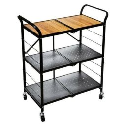 Five Simply Smart - Desserte pliable en bois et métal - Noir et Beige - l 68,7 x p 35,5 x h 85,8 cm