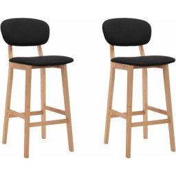 Tabourets de bar 2 pcs Noir Tissu vidaXL - Noir