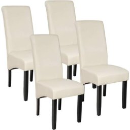 Tectake - Lot de 4 chaises aspect cuir - lot de 4 chaises salle a manger, chaises de cuisine,
