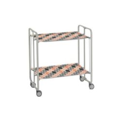 Don Hierro - Table roulante pliante bauhaus, 2 plateaux, châssis gris aluminium. - 87