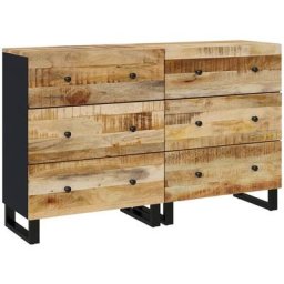 Buffets 2 pcs 60x33x75 cm Bois de manguier brut