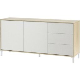 Buffet de salon 154 cm Alabama Blanc mat et chêne canadien chêne et blanc