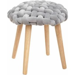 Tabouret Tricot Gris Cosy Atmosphera créateur d'intérieur - Gris