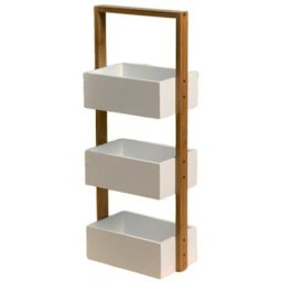Casame - Etagère droite bambou 3 bacs de rangement - Casâme - Blanc