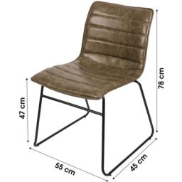 Urban Living - Chaise industrielle Brooklyn - 55 x 45 x 78 - Marron