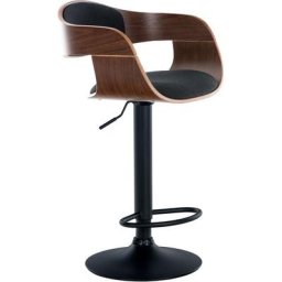 CLP - Tabouret de bar Kingston avec Coque en bois Support en métal Noyer/noir Tissu