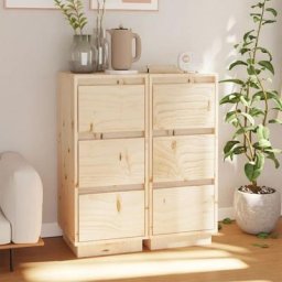 Lot de 2 Buffets Bahut | Meubles de rangement Commode 32x34x75 cm Bois massif de pin 99555 - Brun
