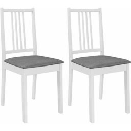 Chaises à manger avec coussins lot de 2 blanc bois solide Vidaxl White and grey
