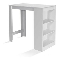 Table de bar barth 2 à 4 personnes bois blanc plateau blanc - Blanc