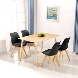 Bathrins - Ensemble à manger 1 table en bois et 4 chaises (noir)Style Scandinave