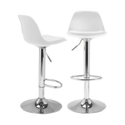Lot de 2 tabourets de bar KARL design blanc - Blanc