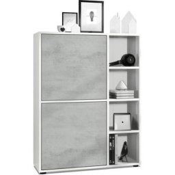 Vladon Buffet haut Armoire Cabinet Commode Cuba Blanc mat - haute brillance - Portes en Aspect