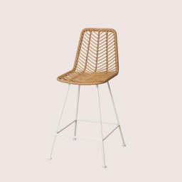 Lot de 2 Tabourets Hauts en Rotin Synthétique Gouda Naturel Sklum naturel ↑65 cm Blanc - naturel