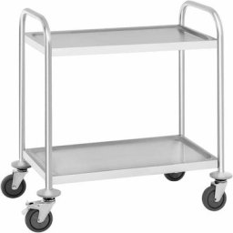 Royal Catering - Chariot De Service Desserte Cuisine Table Roulante Inox 2 Plateaux 150 Kg - Argent