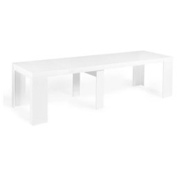 Idmarket - Table console extensible orlando 14 personnes 300 cm bois blanc - Blanc