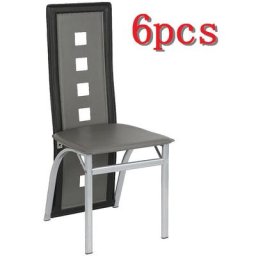 Bathrins - Chaises Salle à Manger Cuisine (Lot de 6)GRIS&NOIR 42x42.5x101.5 cm - Structure en