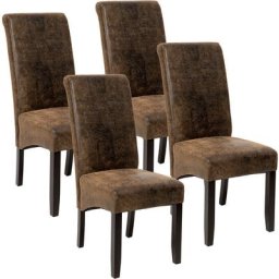 Tectake - Lot de 4 chaises aspect cuir - lot de 4 chaises salle a manger, chaises de cuisine,