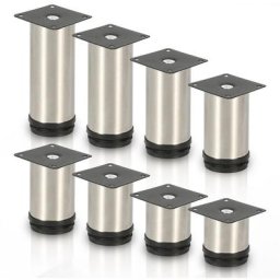 VINGO Lot de 4 pieds de meuble, pied de table, meuble, inox, hauteur : 50 mm Diamètre : 40 mm