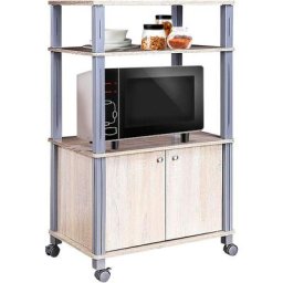 Etagere de Cuisine, Etagere de Micro-Ondes et Four en mdf Robuste, Meuble Rangement a roulettes