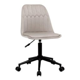 Chaise de bureau à roulettes design en tissu velours taupe et métal noir fuse - Taupe