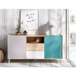 Buffet 155x43 cm Penny avec deux portes et deux tiroirs multicouleurs Multicolor