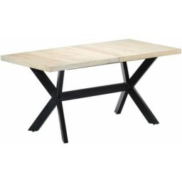 Table à manger Blanc 160x80x75 cm Bois de manguier massif Vidaxl White