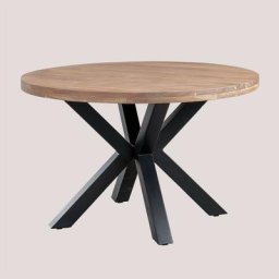 Table à Manger Ronde en Bois d'Acacia (Ø120 cm) Gaiba Sklum Brun Acacia Brun Acacia