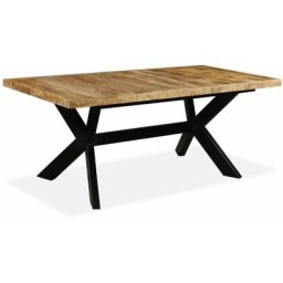 Table de salle à manger Bois de manguier solide et Acier 180 cm Vidaxl Light brown