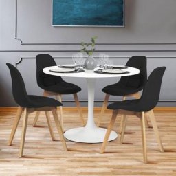 Idmarket - Lot de 4 chaises gaby noires en tissu pour salle à manger - Noir