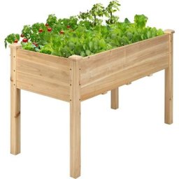 Costway - Jardinier Surelevée en Bois Potager sur Pieds 123 x 57 x 76cm avec Barres de Support