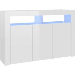 Buffet avec lumières led Blanc brillant 115,5x30x75 cm Vidaxl Blanc brillant