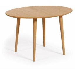 Table extensible Oqui ovale placage de chêne et pieds en bois massif ø 120 (200) x 90 cm - Naturel