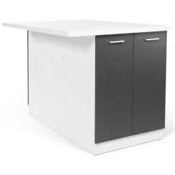 Ilot central ivo 120 cm blanc et gris avec plan de travail - Gris