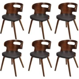 Chaises à manger lot de 6 marron similicuir Vidaxl noir et marron foncé