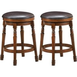 2 Tabourets de Bar, Chaise de Bar Pivotant à 360° avec Siège en Cuir pu Rembourré, Repose-Pieds et