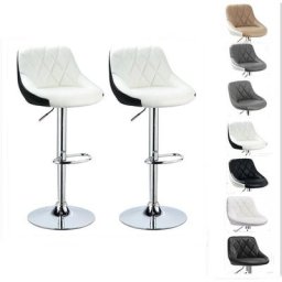 Skecten - Lot de 2 tabourets de bar, hauteur réglable et rotation à 360° (85-105cm), Blanc+noir